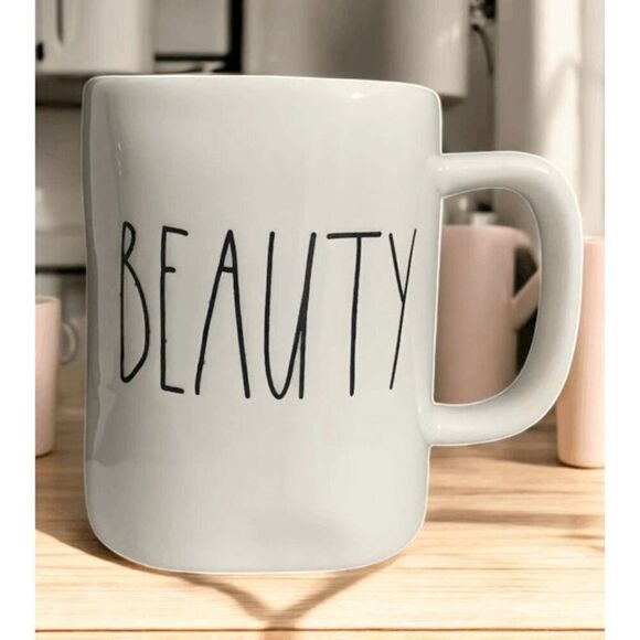 Rae Dunn BEAUTY Coffee Mug White Ceramic Mug with Handle Artisan Collection - Picture 1 of 8
